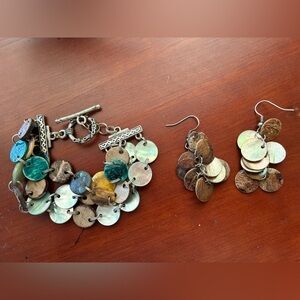 Lia Sophia Multi-Color Disc Charm Bracelet with Matching Earrings